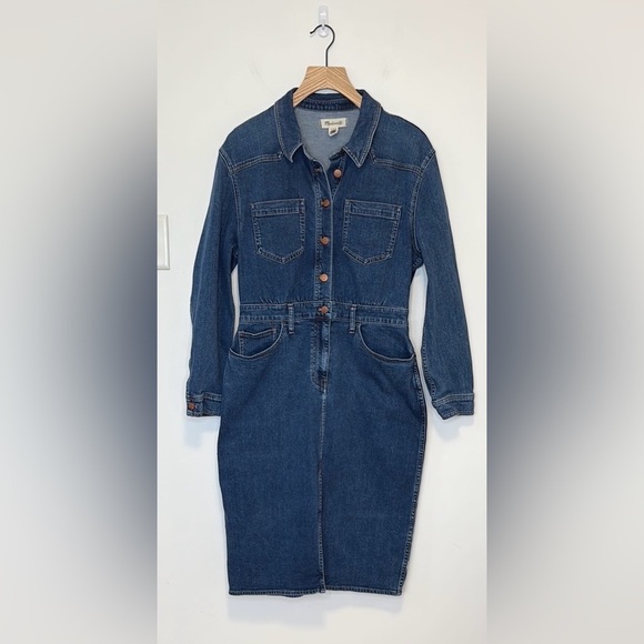 Madewell Denim Western Midi Shirtdress in Laselle Wash , sz 12 - Picture 5 of 11